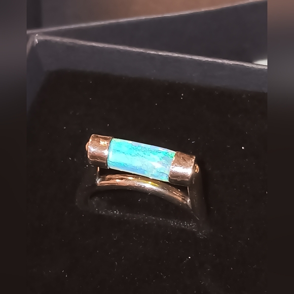 Australian Opal Ring Opalized Belemnite Sterling Silver Colorful Size 9.75 - Picture 14 of 15